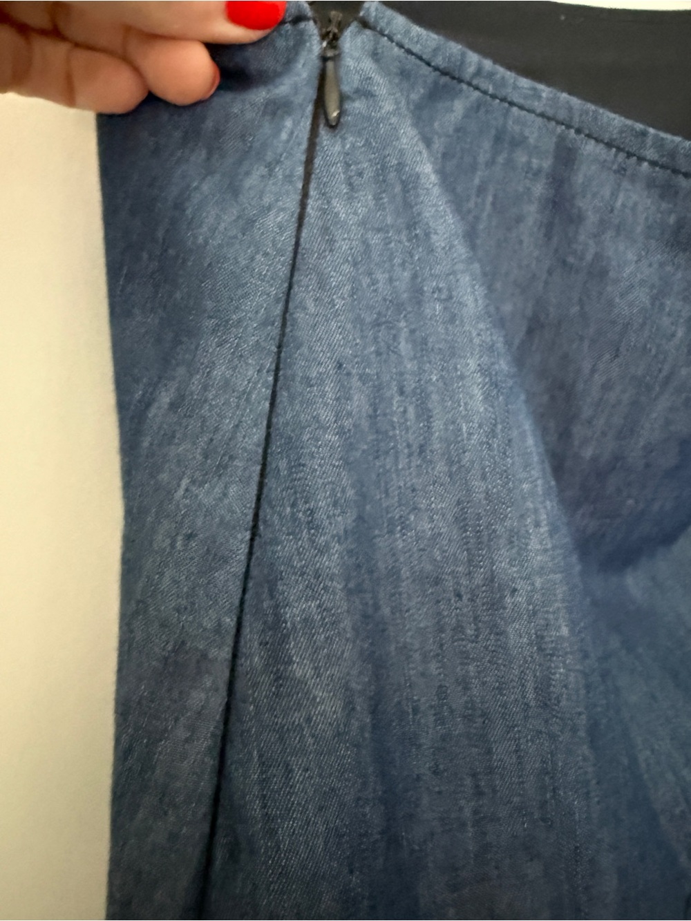 Corey Lynn Calter Chambray Lightweight Denim Drop Waist Mini Skirt Size 10 - Picture 8 of 10